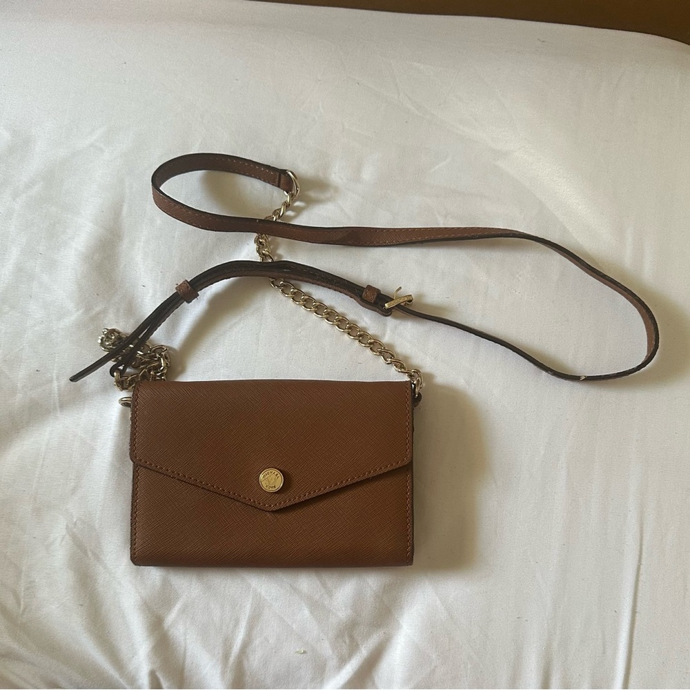 Michael Kors Brown and Gold Crossbody Bag with Classic Design